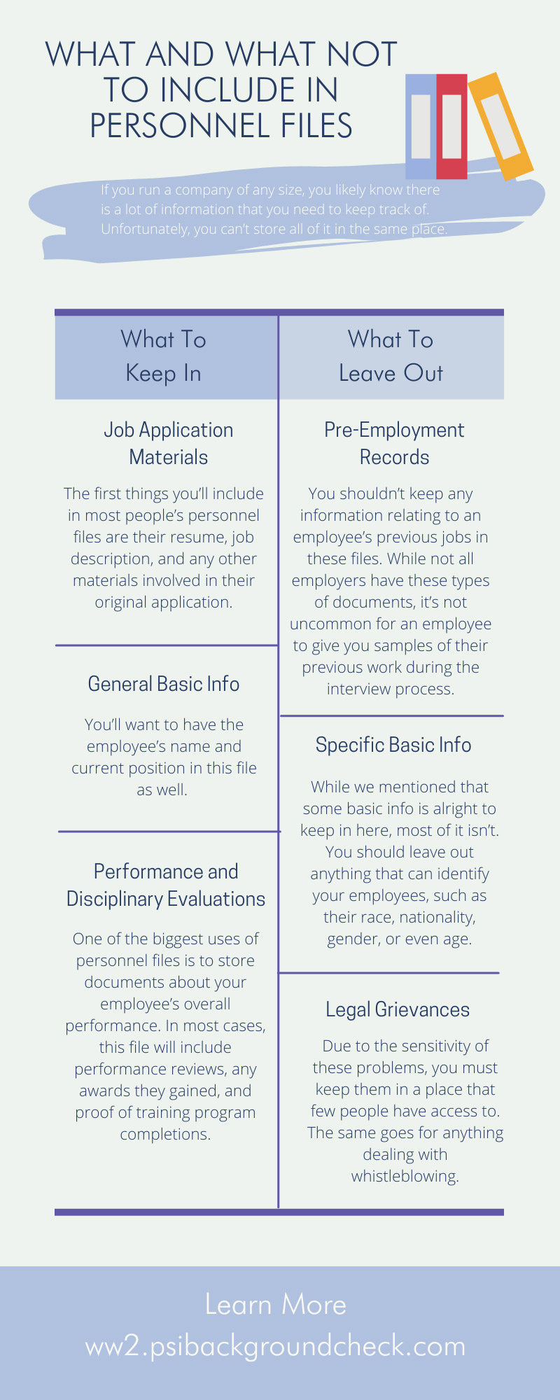 What and What Not To Include in Personnel Files